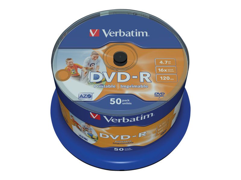 Verbatim 50x DVD-R - 4.7GB (120min) 16x Printable Photo Spindle