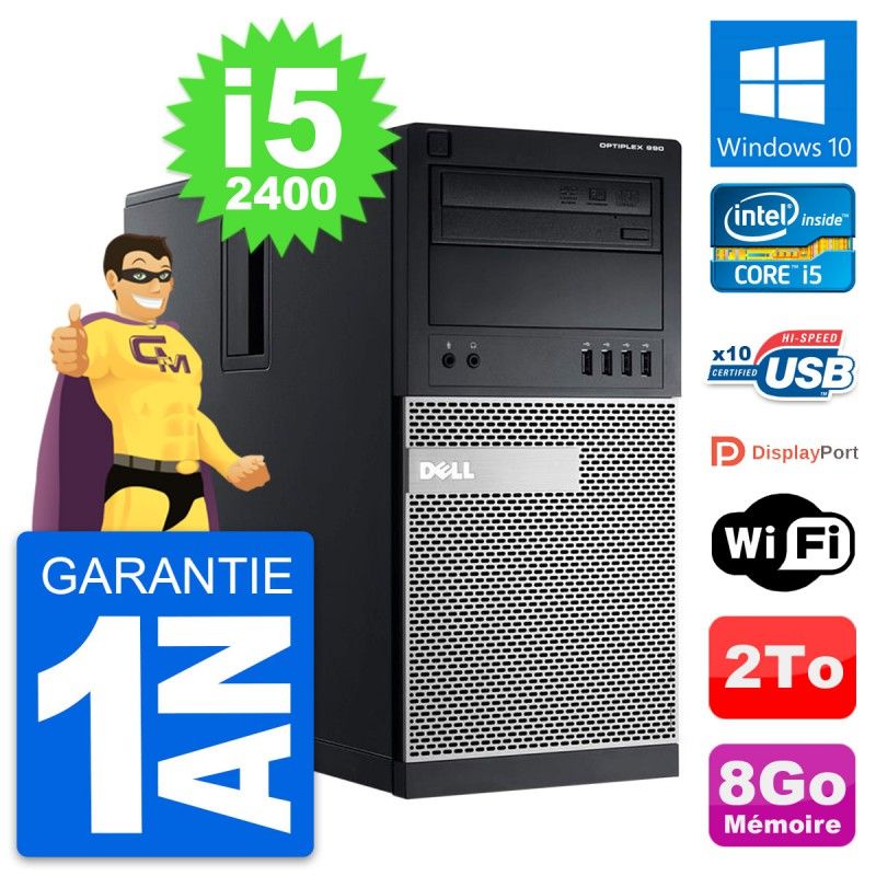 Dell OptiPlex 990 Desktop PC - Intel Core i5-2400, 8GB RAM, 2TB HDD, Windows 10, WiFi