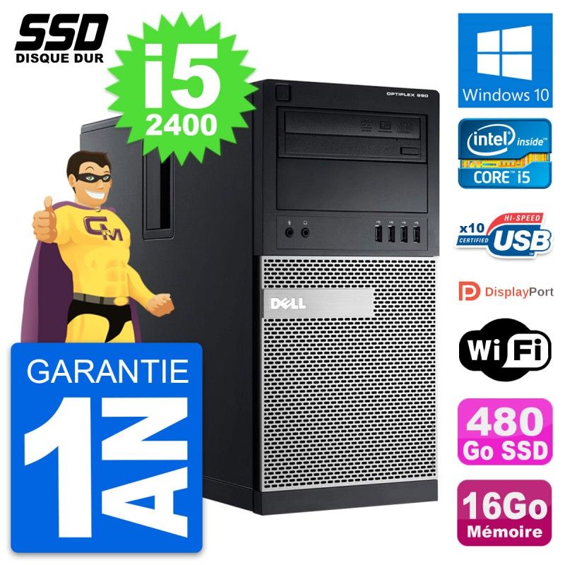 Dell OptiPlex 990 Desktop PC - Intel Core i5, 16GB RAM, 480GB SSD, Windows 10, WiFi