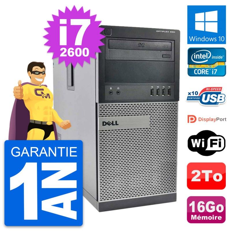 Dell OptiPlex 990 Desktop PC - Intel i7-2600, 16GB RAM, 2TB HDD, Windows 10, WiFi