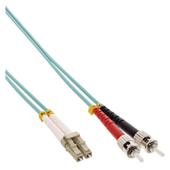 INTOS ELECTRONIC LC Multi-Mode (M) to ST Multi-Mode (M) Cable - 15m - Optical Fiber - Duplex - 50/125 Microns - OM3 - Halogen-Free - Turquoise