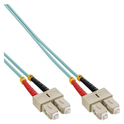 Cable óptico INTOS ELECTRÓNICO InLine SC multimodo (M), 7,5 m, dúplex, 50/125 micrones, OM3, sin halógeno, turquesa