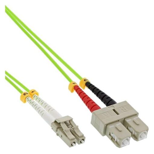 Cable de conexión INTOS ELECTRÓNICA LC multimodo (M) a SC multimodo (M) - 10 m, fibra óptica, dúplex, 50/125 micras, OM5, sin halógeno, verde