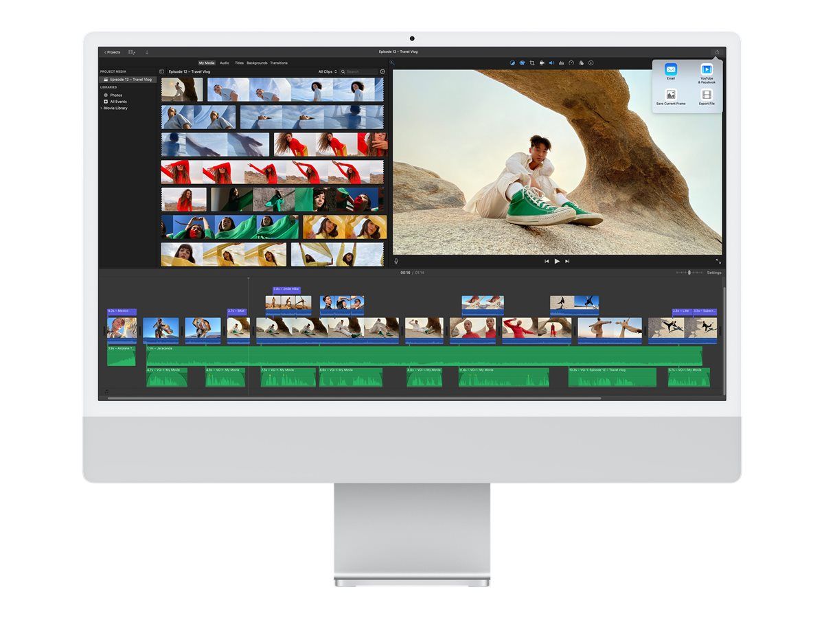 Apple iMac 4,5K Retina, 2021 - 24 pouces M1, 8 Go RAM, 512 Go Apple M1, 8 cœurs - Argent AZERTY