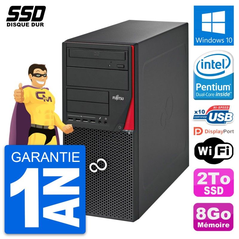 PC de escritorio Fujitsu Esprimo P720 - Procesador Intel G3220, 8GB de RAM, 2TB SSD, Windows 10, WiFi