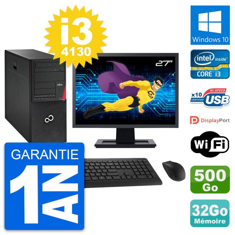 Fujitsu P720 27-inch All-in-One PC - i3-4130, 32GB RAM, 500GB HDD, Windows 10