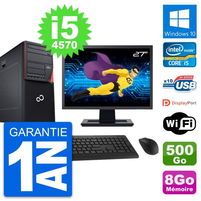 Fujitsu P720 27-inch PC Tower - Core i5-4570, 8GB RAM, 500GB HDD, Windows 10, WiFi
