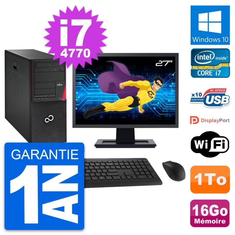 Fujitsu P720 27-Inch All-in-One PC - Intel i7, 16GB RAM, 1TB Storage, Windows 10