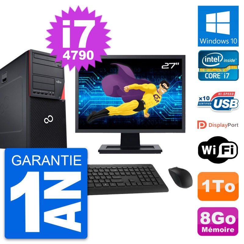 Fujitsu P720 27-Inch Tower PC - Intel i7-4790, 8GB RAM, 1TB HDD, Windows 10