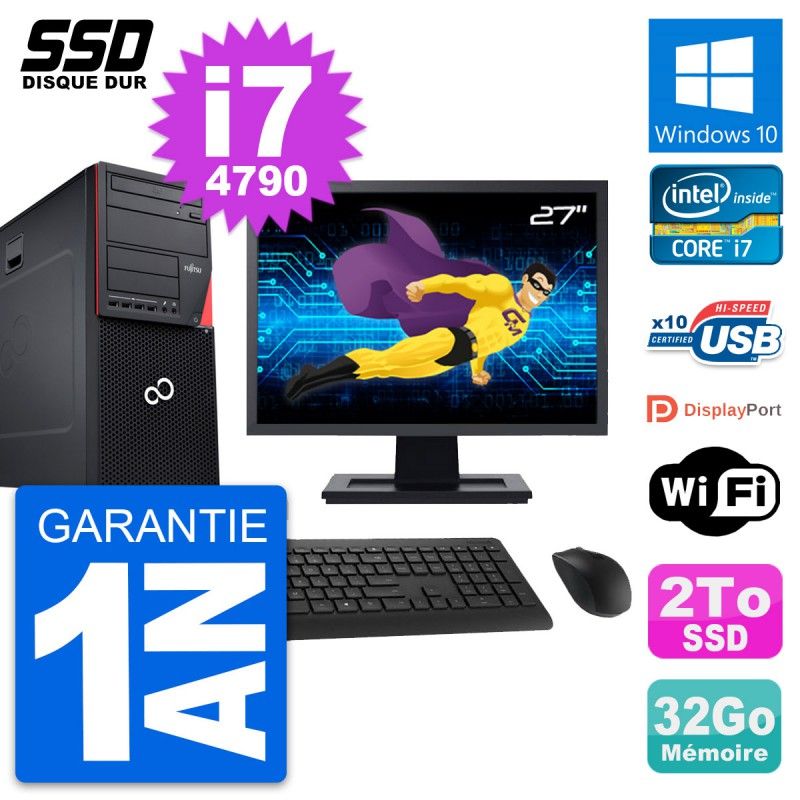 Fujitsu P720 27" All-in-One PC - Intel i7-4790, 32GB RAM, 2TB SSD, Windows 10, WiFi