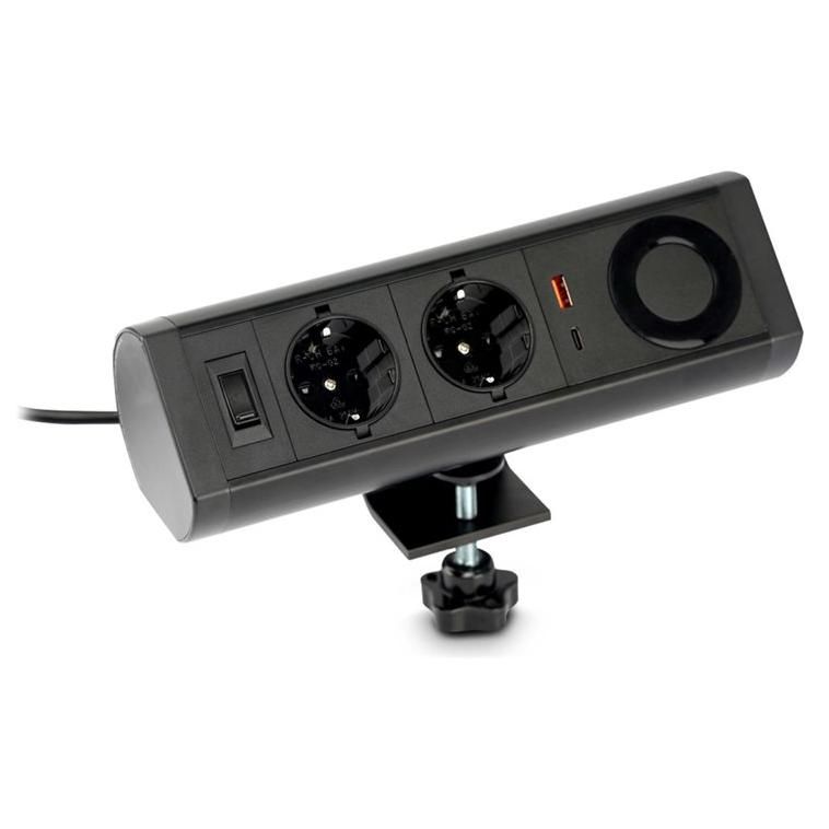 Urban Factory POWEE Desk, 2200W Power Strip with USB-C, USB-A and Wireless Charging, Black