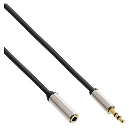 INTOS ELECTRONIC Audio Cable Extension - 3.5mm Stereo Female to Male - 1m - Black