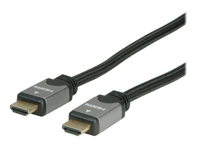 Cable HDMI de Alta Velocidad Secomp con Ethernet - 2 m, Doble Blindaje, Negro/Plata