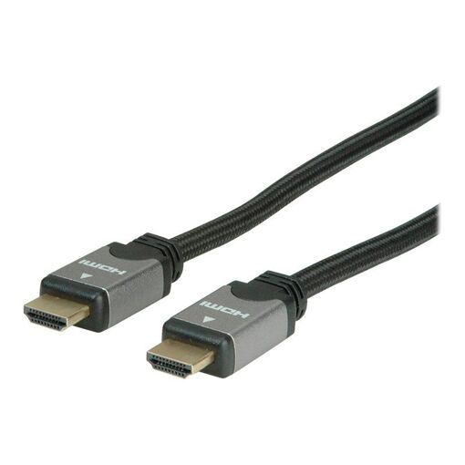 Cable HDMI de Alta Velocidad Secomp con Ethernet - 2 m, Doble Blindaje, Negro/Plata