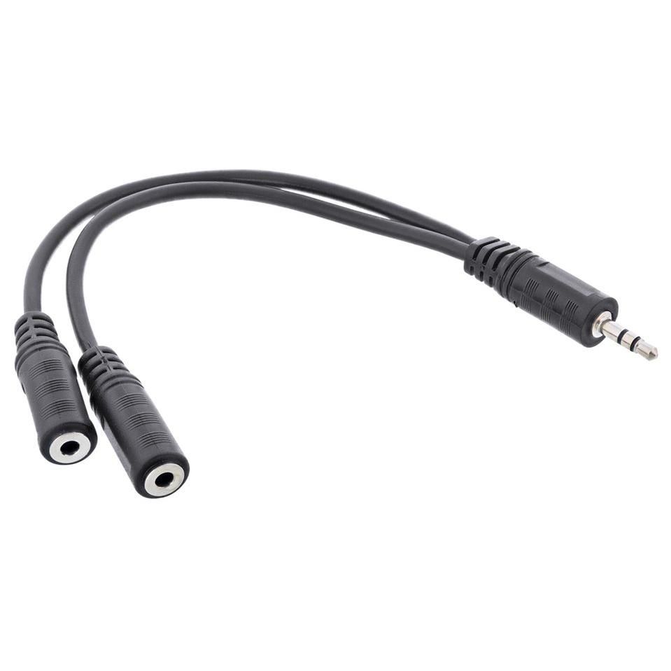 INTOS ELECTRONIC Audio Splitter - 3.5mm Stereo Male to Female - 1m - Black