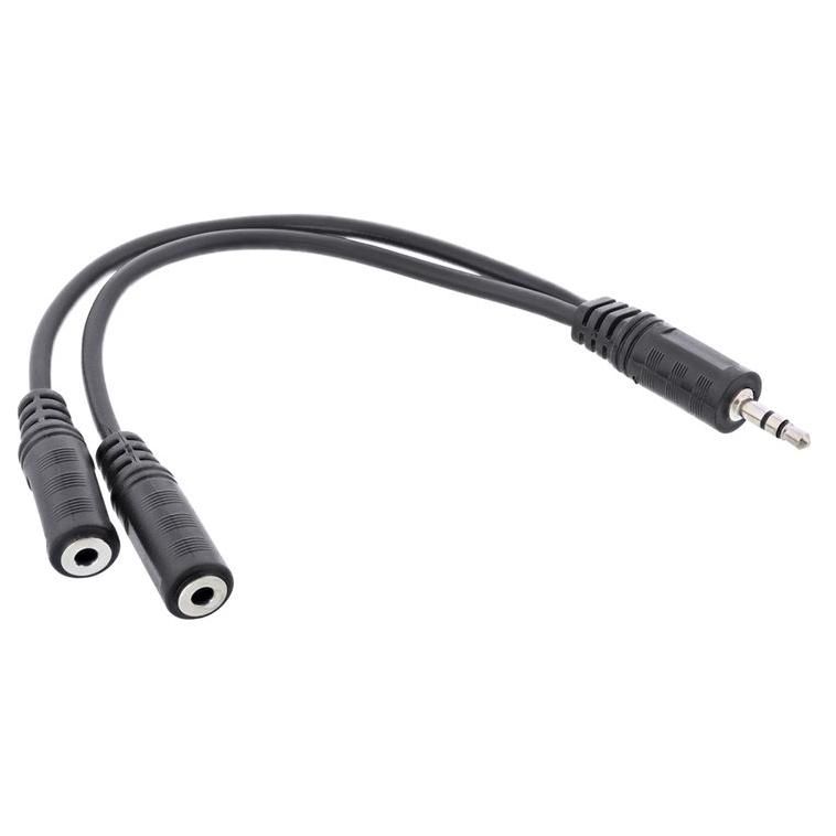 INTOS ELECTRONIC Audio Splitter - 3.5mm Stereo Male to Female - 2m - Black