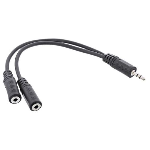 INTOS ELECTRONIC Audio Splitter - 3.5mm Stereo Male to Female - 2m - Black