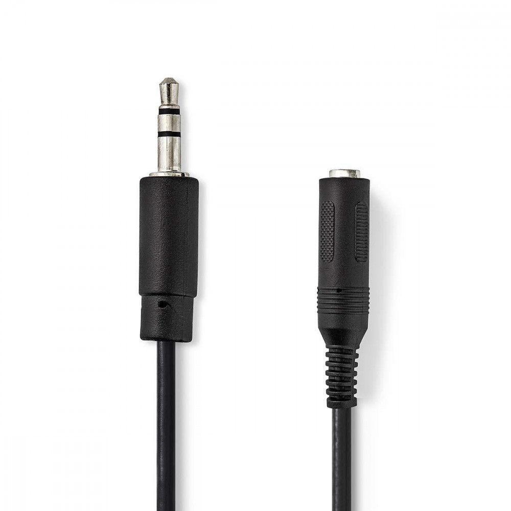 Adaptador de audio Nedis - Mini teléfono estéreo macho de 3,5 mm a conector estéreo hembra - 20 cm - Negro