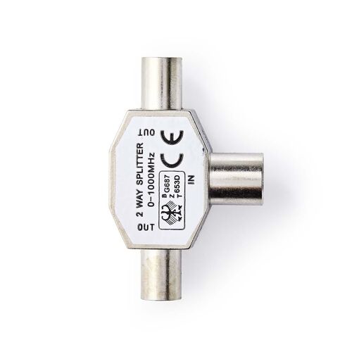 Nedis Antenna Splitter - IEC Male to Female Connector - Coaxial - Silver