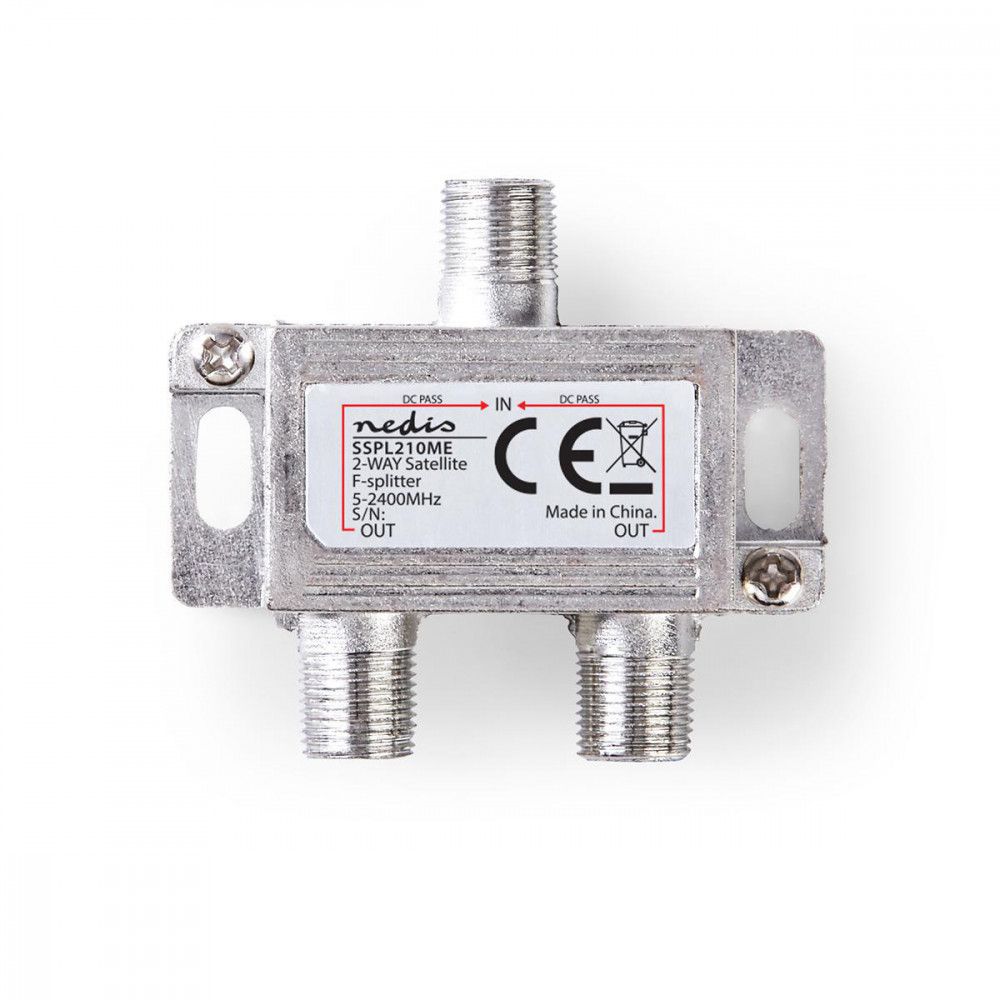 Repartidor de antena Nedis - Conector F hembra a conector F hembra - Plata