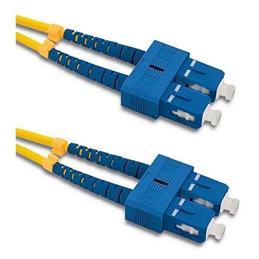 Cable óptico Qoltec SC/UPC (M) a SC/UPC (M), 3 m, dúplex, 9/125 μm, G.652D, sin halógeno, amarillo