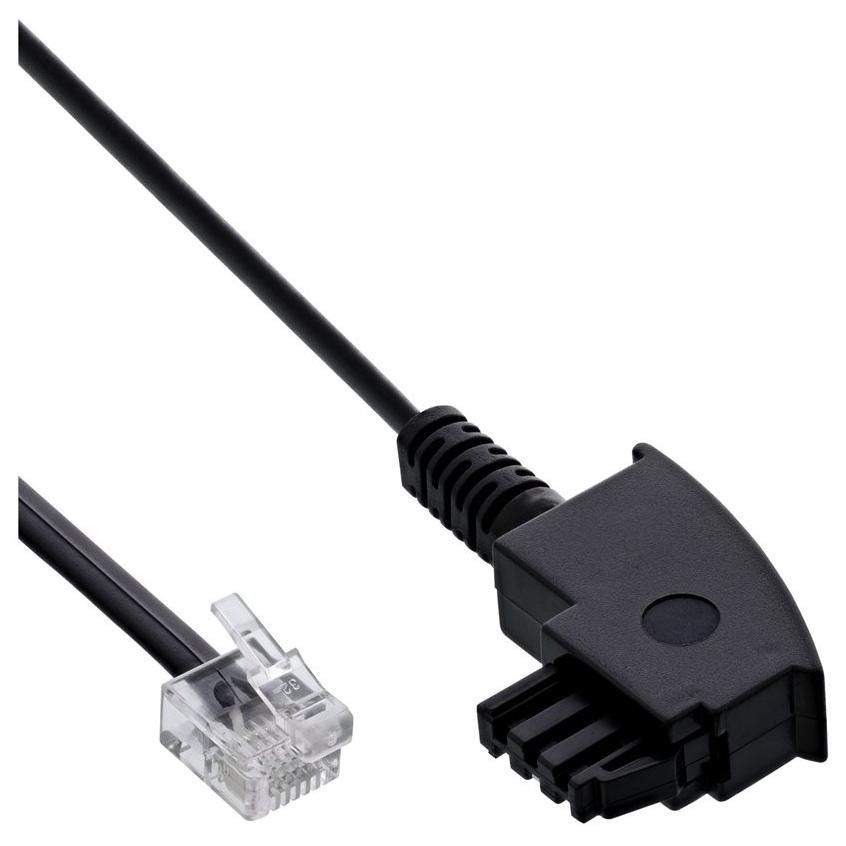 INTOS ELECTRONIC InLine Phone Cable - 25m - Black (RJ-11, 2-Pin)