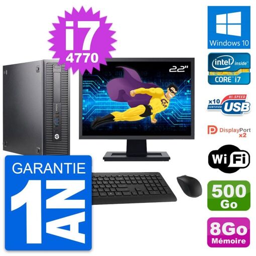 Computadora HP ProDesk 600 G1 SFF - Pantalla de 22', Procesador Intel i7-4770, 8GB de RAM, Disco de 500GB