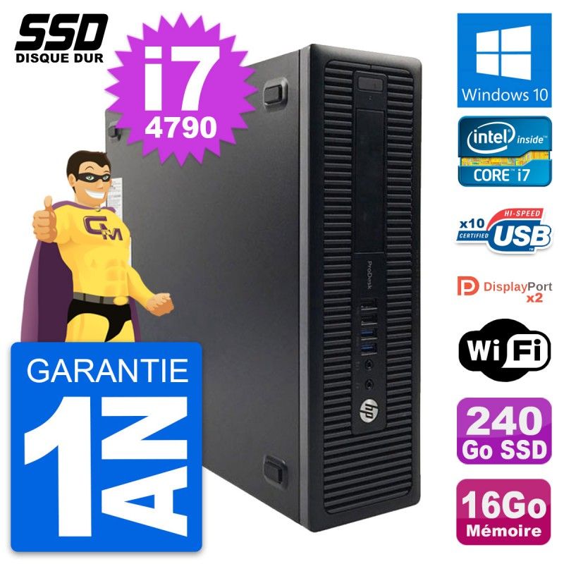 HP ProDesk 600 G1 SFF Computer - Intel Core i7-4790, 16GB RAM, 240GB SSD, Windows 10, WiFi
