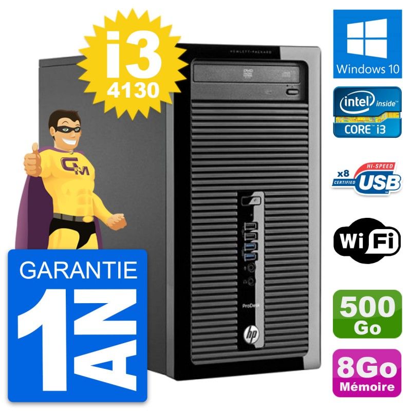 HP ProDesk 400 G1 Desktop PC - Intel i3-4130, 8GB RAM, 500GB HDD, Windows 10, WiFi