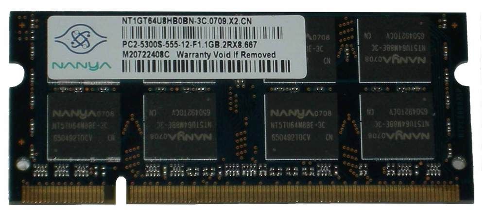Nanya 1GB SO DIMM DDR2 Memory (200-Pin, PC2-5300S, 667MHz, CL5)
