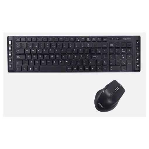Ensemble clavier et souris sans fil Approx, 2,4 GHz, QWERTY, Espagnol, Noir