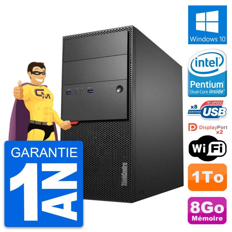 PC de escritorio Lenovo ThinkCentre M900 - Procesador Intel Pentium Dual-Core G4400, 8 GB de RAM, 1 TB HDD, Windows 10, WiFi