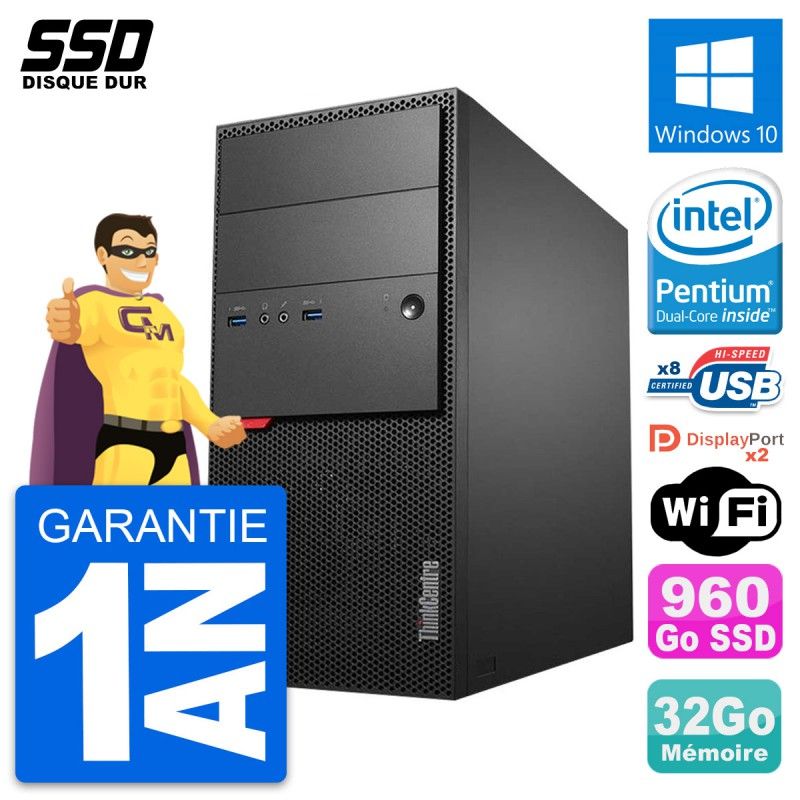 Lenovo ThinkCentre M900 Desktop Computer - Intel Pentium G4400, 32GB RAM, 960GB SSD, Windows 10, WiFi