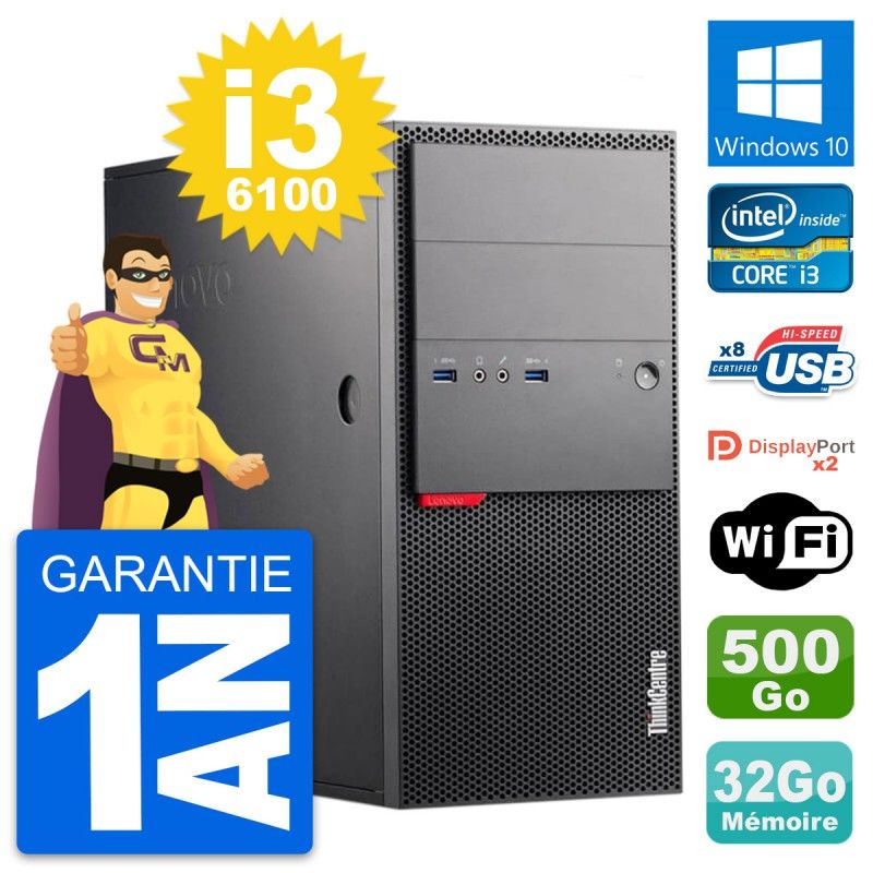Lenovo ThinkCentre M900 Desktop Computer - i3-6100, 32GB RAM, 500GB HDD, Windows 10, WiFi