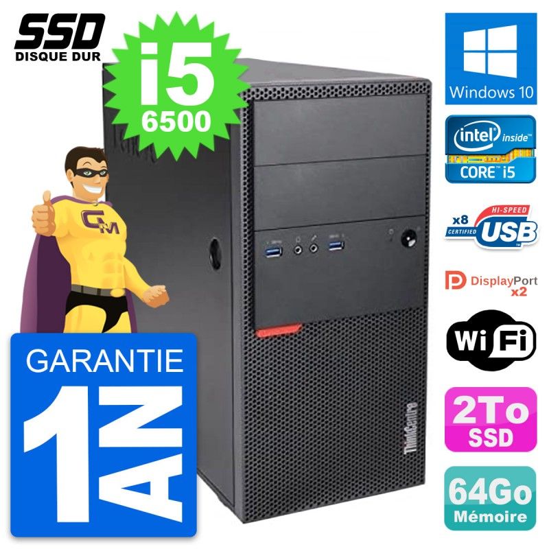 Lenovo ThinkCentre M900 Desktop PC - Intel i5-6500, 64GB RAM, 2TB SSD, Windows 10, WiFi