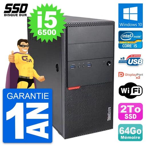 PC de escritorio Lenovo ThinkCentre M900 - Intel i5-6500, 64GB de RAM, 2TB SSD, Windows 10, WiFi
