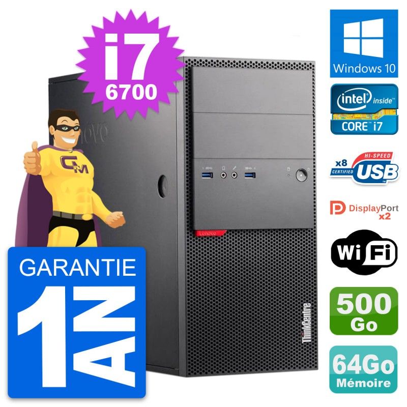 Lenovo ThinkCentre M900 Desktop PC - i7-6700, 64GB RAM, 500GB HDD, Windows 10, WiFi