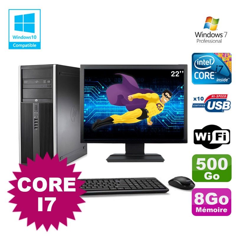 HP Elite 8100 MT (Mini Tower) PC with Intel Core i7-860, 8GB RAM, 500GB HDD, DVD Burner, WiFi