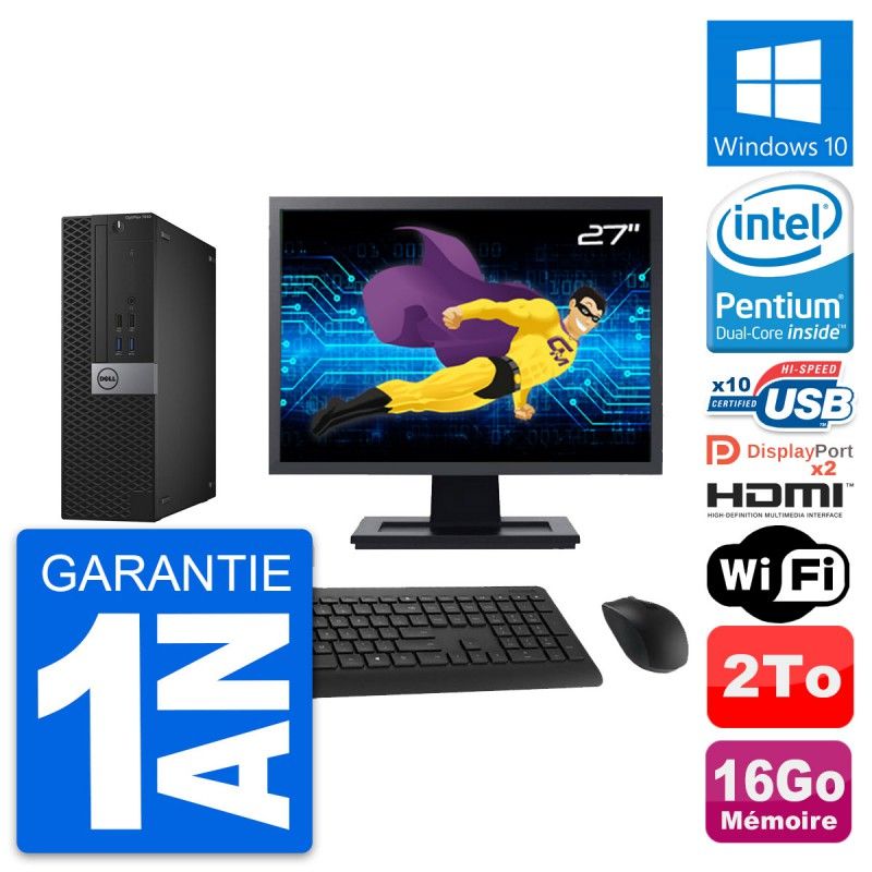 Dell OptiPlex 7040 SFF Computer | 27" Screen | Intel G4400 | 16GB RAM | 2TB HDD | WiFi