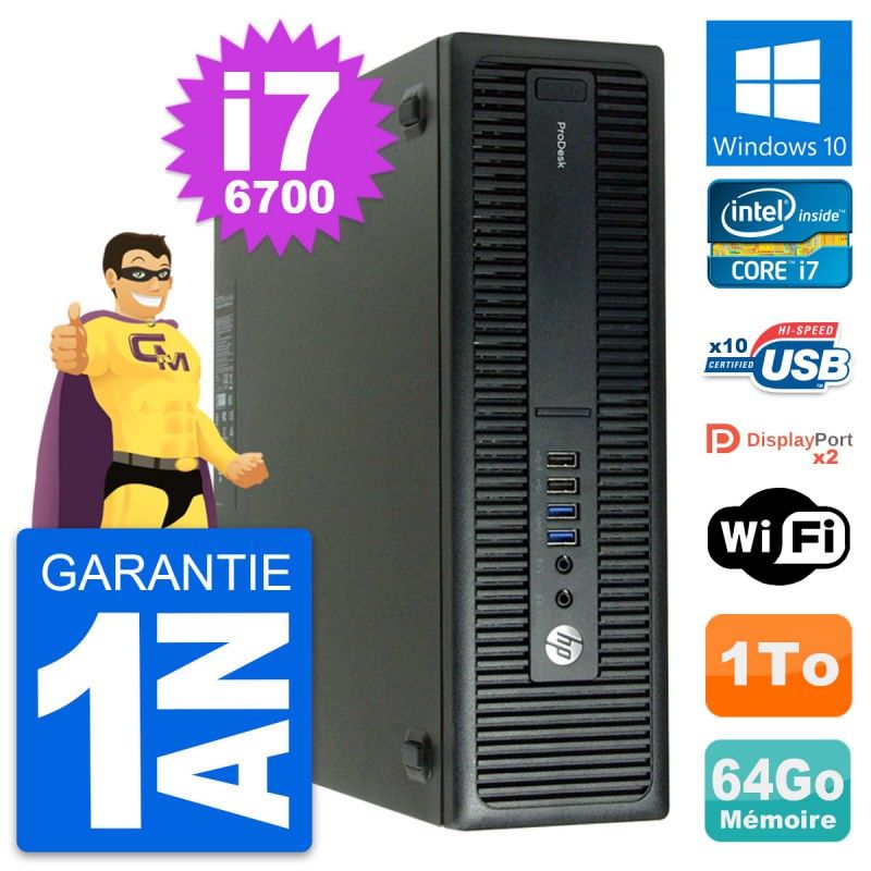 HP ProDesk 600 G2 SFF Desktop PC - Intel i7-6700, 64GB RAM, 1TB HDD, Windows 10