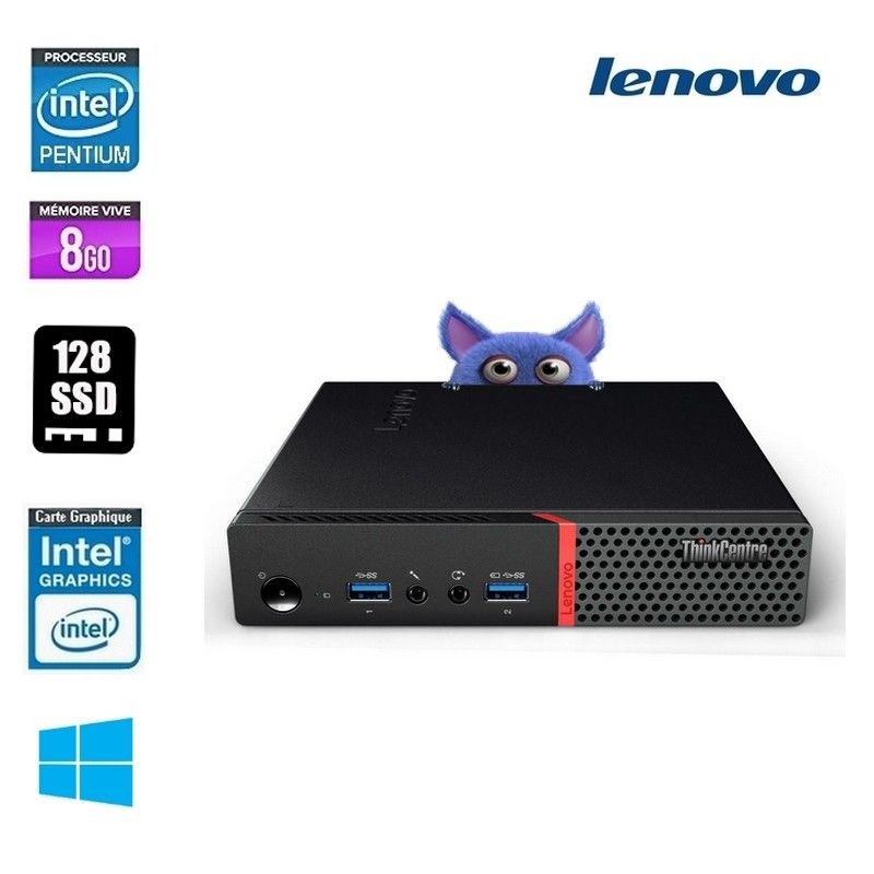 Lenovo ThinkCentre M710Q - Tiny Pentium G4560T 2.9GHz, 8GB RAM, 128GB SSD, No Intel HD Graphics 610, WiFi, Windows 10, AZERTY Keyboard & Mouse