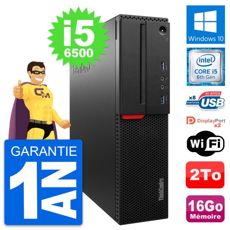 Lenovo ThinkCentre M800 SFF Desktop PC - Intel i5-6500, 16GB RAM, 2TB HDD, Windows 10, WiFi