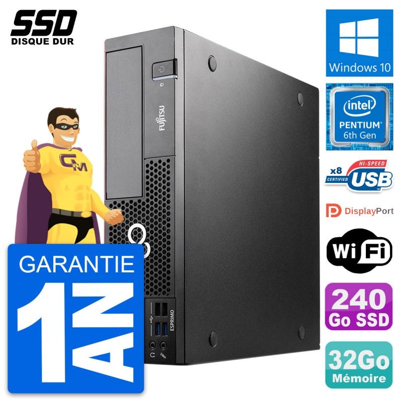 Fujitsu Esprimo D556 DT Desktop PC - Intel G4400, 32GB RAM, 240GB SSD, Windows 10, Wifi