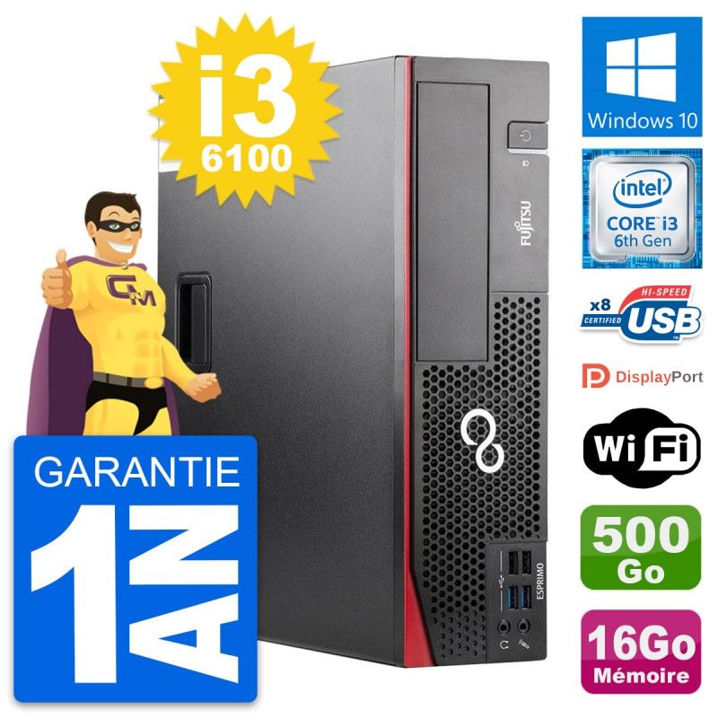 Fujitsu Esprimo D556 DT Desktop PC - Intel i3-6100, 16GB RAM, 500GB HDD, Windows 10, WiFi