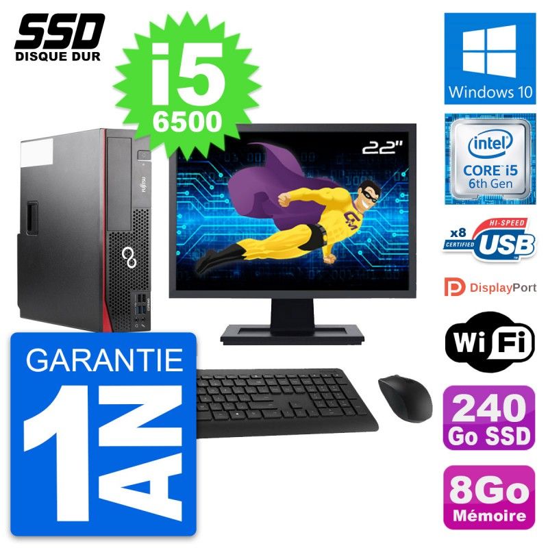 Fujitsu D556 DT 22-inch Desktop PC - Intel i5-6500, 8GB RAM, 240GB SSD, Windows 10, WiFi