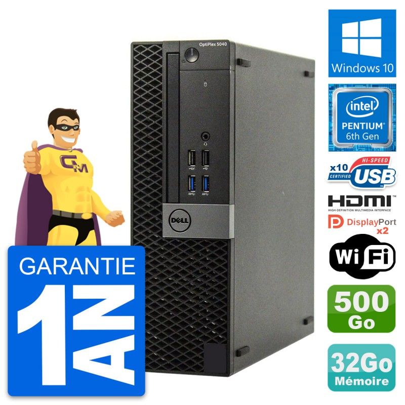 PC de escritorio Dell OptiPlex 5040 SFF - Procesador Intel G4400, 32GB RAM, 500GB HDD, HDMI, WiFi