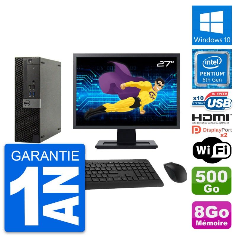 Computadora de escritorio Dell OptiPlex 5040 SFF - Pantalla de 27'', Procesador Intel G4400, 8GB de RAM, Disco duro de 500GB, HDMI