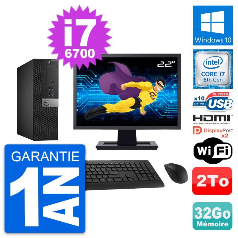 Dell OptiPlex 5040 SFF Computer - 22" Screen, Core i7-6700, 32GB RAM, 2TB Hard Drive