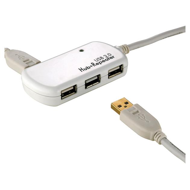 Roline USB 2.0 4-Port Hub with Repeater, 12m Cable