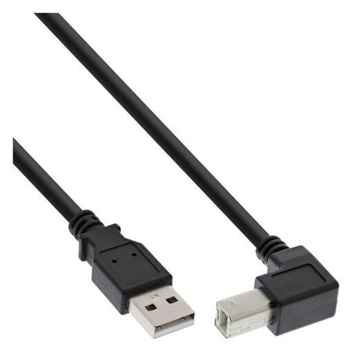 Cable USB INTOS ELECTRÓNICO - 50 cm, conector de 90°, negro
